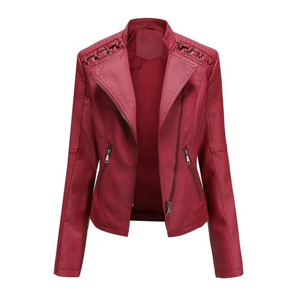 Veste en Cuir Lavée avec Coupe Féminine