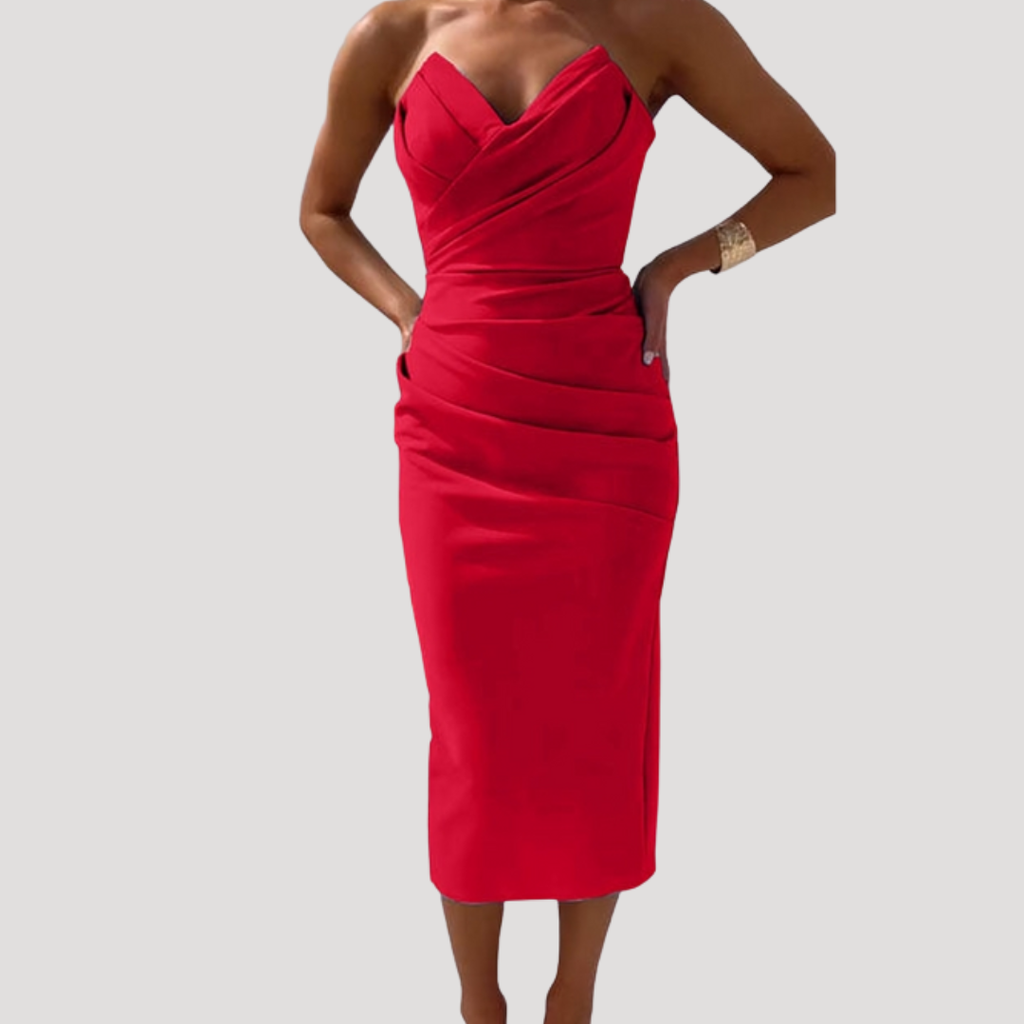 Celeste | Robe Midi Bodycon Drapée Sans Manches pour Femmes