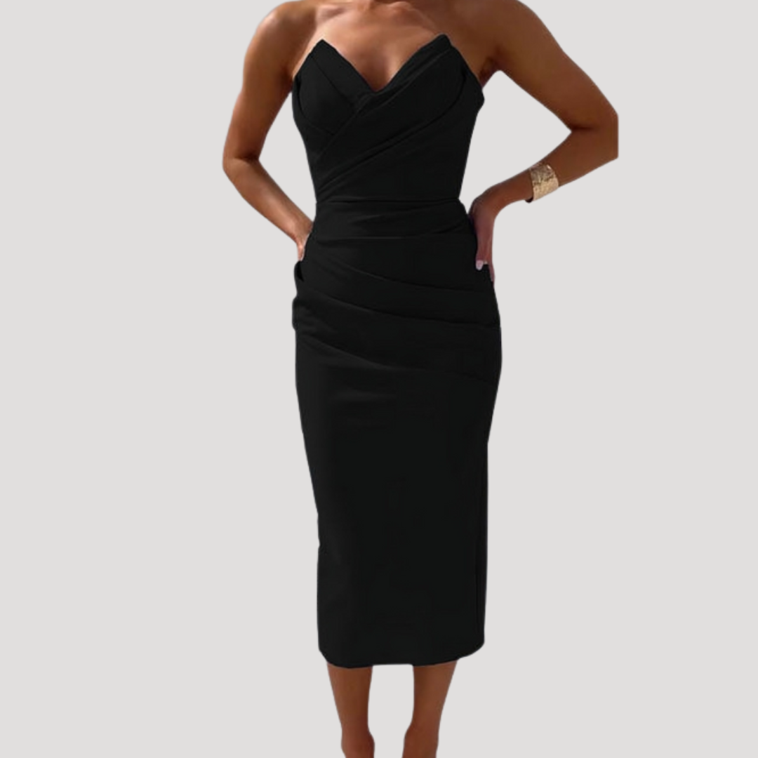 Celeste | Robe Midi Bodycon Drapée Sans Manches pour Femmes