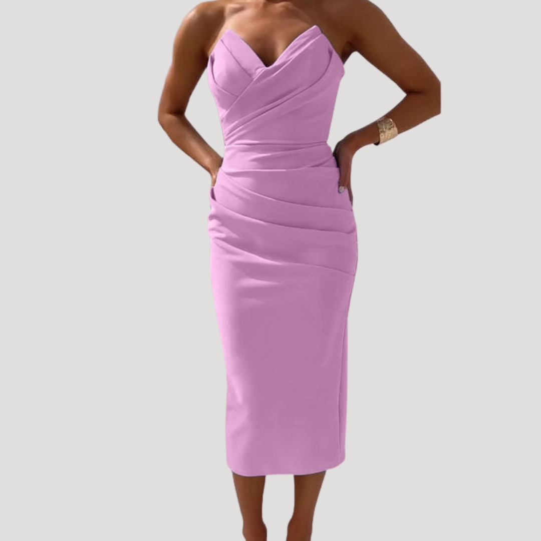 Celeste | Robe Midi Bodycon Drapée Sans Manches pour Femmes