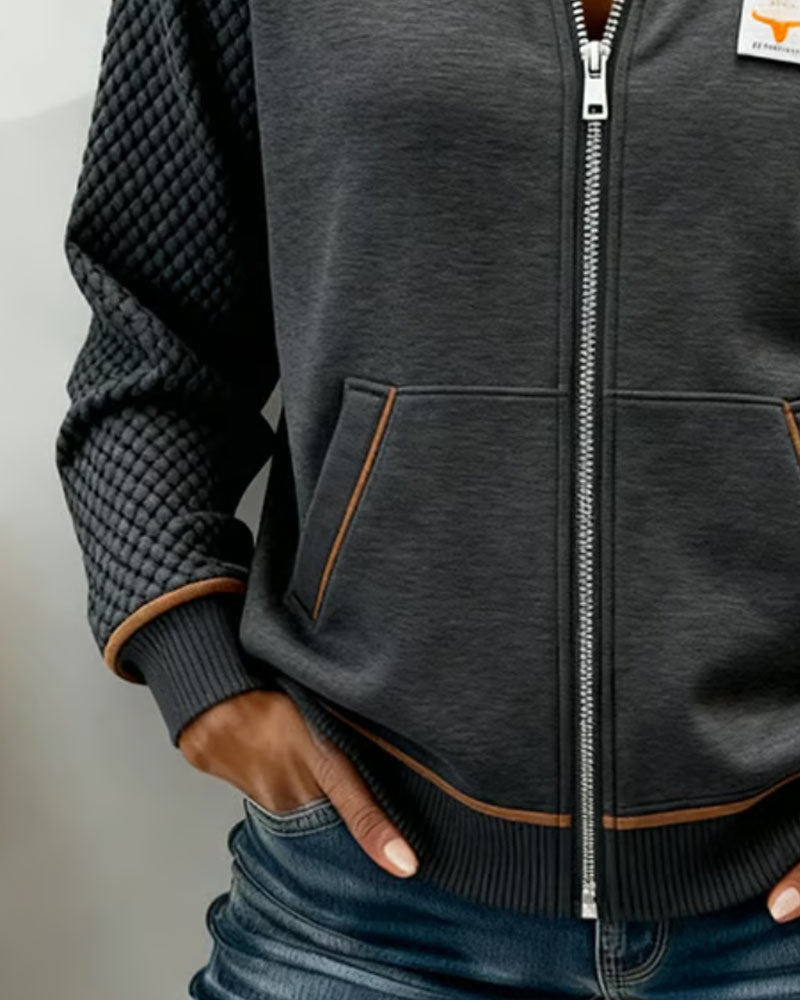 Manteau à Patches Colorés en Matelassé