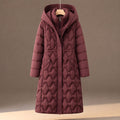 Manteau long à capuche matelassée pour femmes