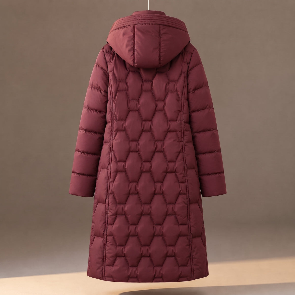 Manteau long à capuche matelassée pour femmes