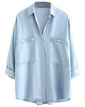 Chemise Col Poche Boutonnage Denim