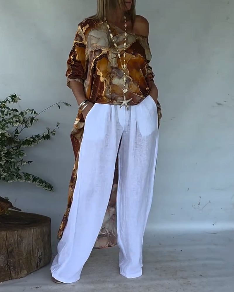 Blouse Imprimée à Fente Tendance
