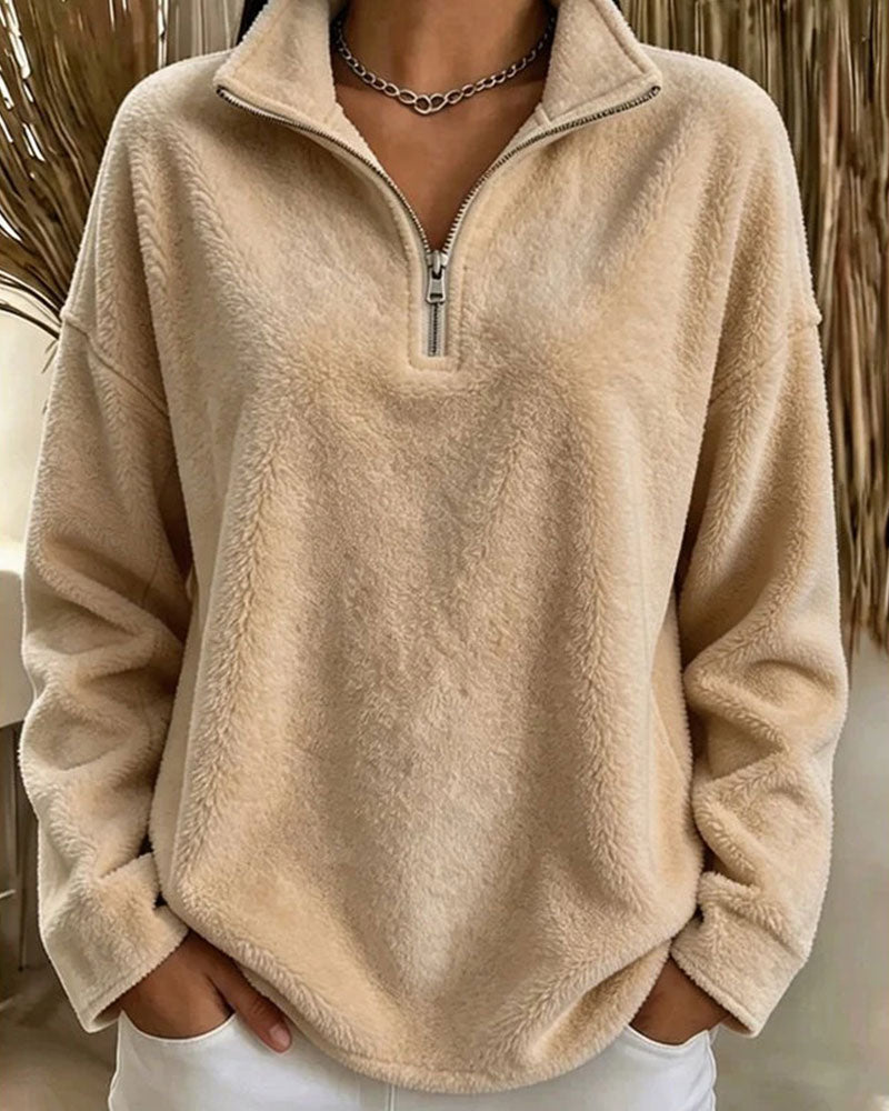 Pull Sweat à Col Montant Petit Zip