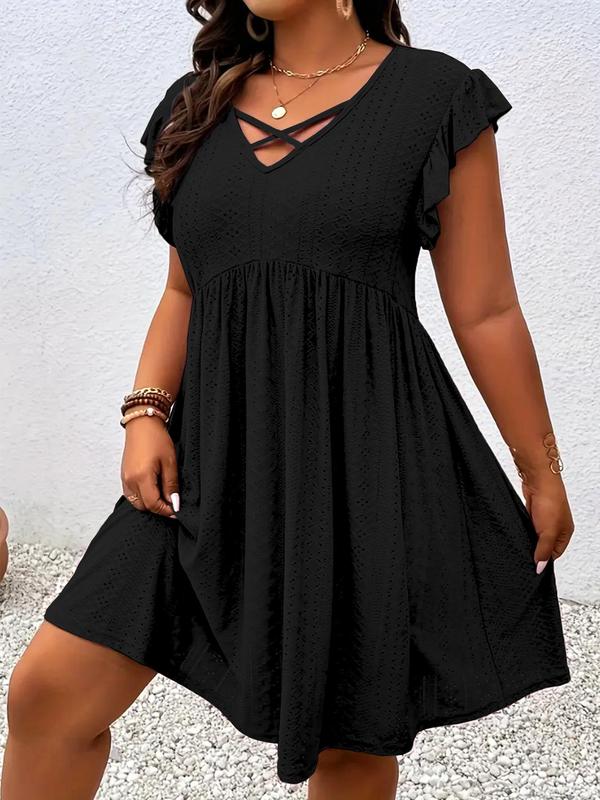 Dunizy | Robe unie avec décolleté en V croisé