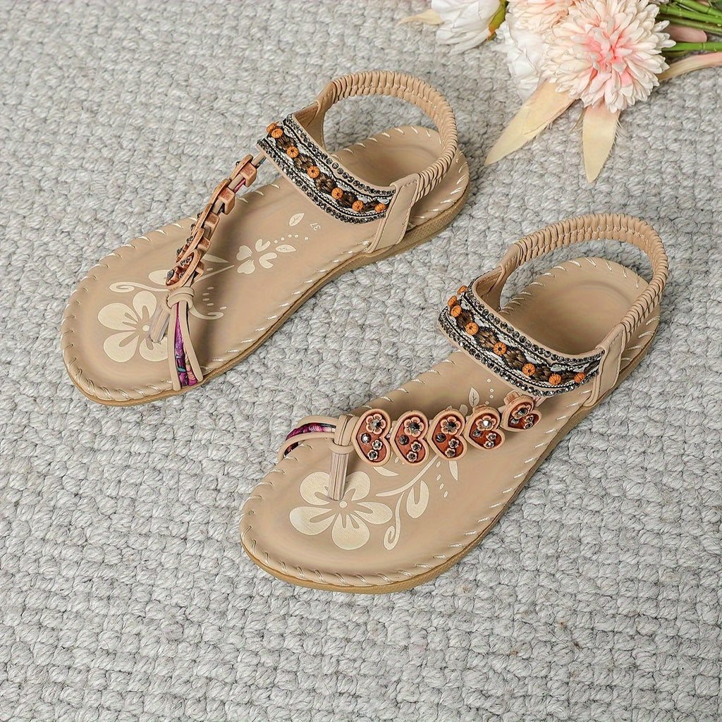 Sandales Plates Avec Brides Décoratives Et Fermeture Cheville Pour Femmes | Idéal Pour La Saison Estivale Et Les Sorties