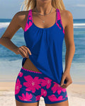 Tankini à Imprimé Sans Manches Col U