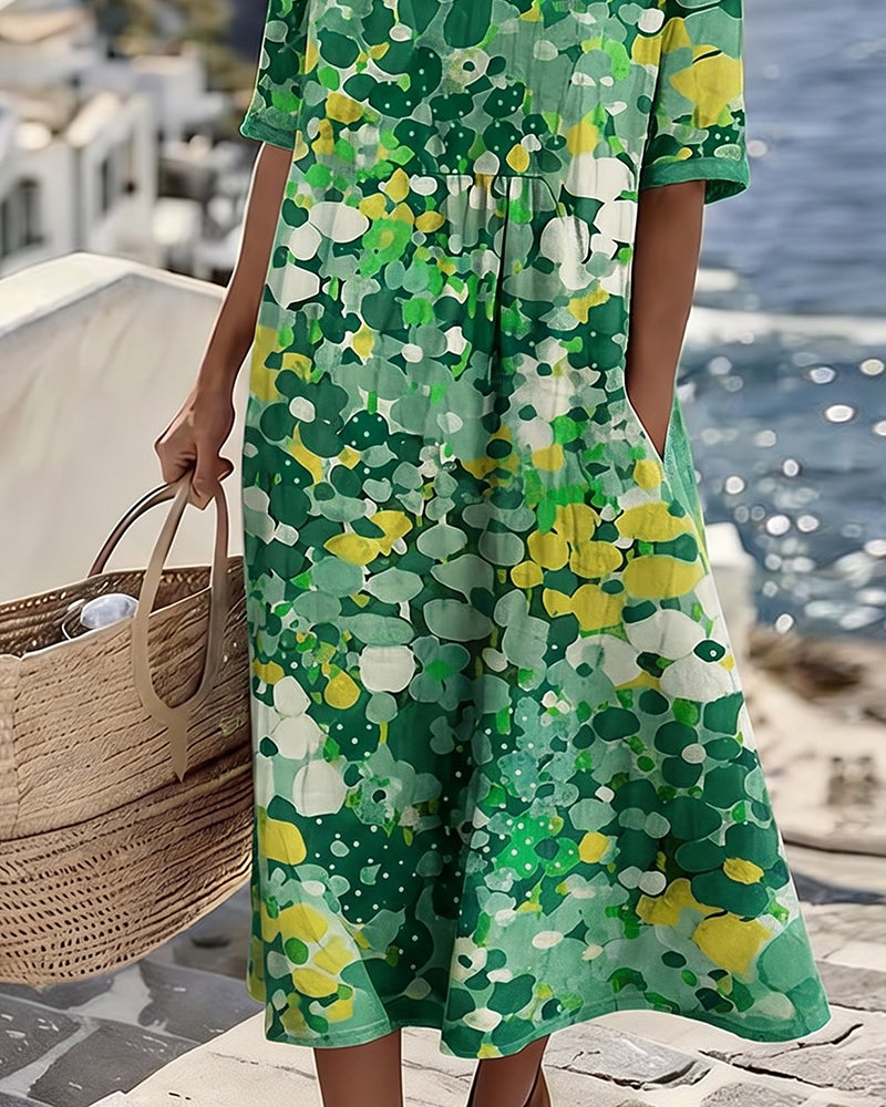 Xenjia | Robe midi décontractée avec imprimé floral coloré
