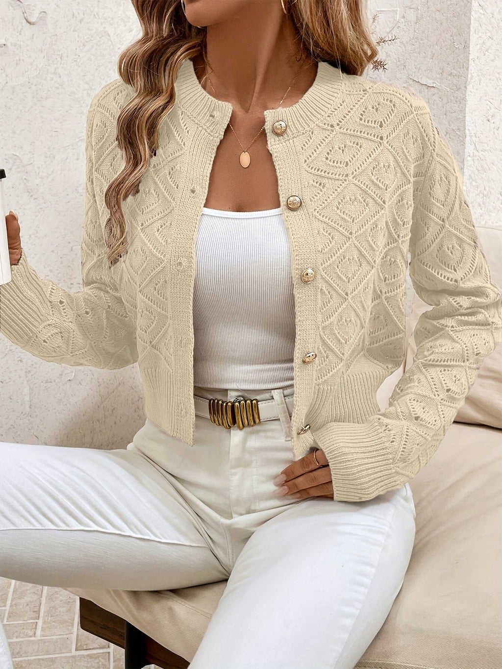 Martine - Gilet Élegant en Tricot avec Boutons