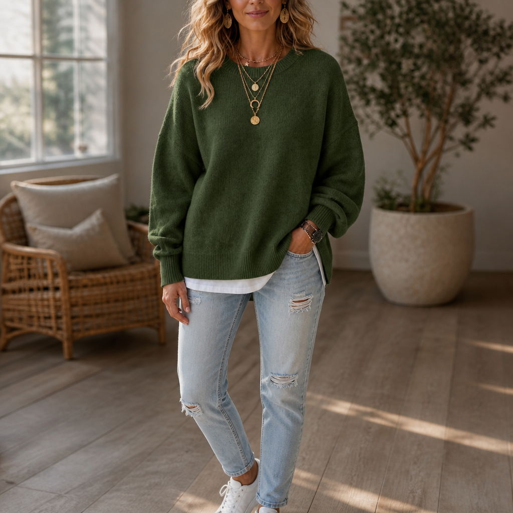Selina | Pull en Tricot Décontracté et Doux avec Manches Volumineuses