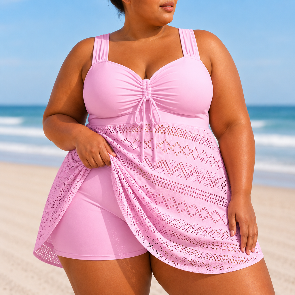 Robe de bain élégante Emille pour femmes en grande taille avec drapé fluide