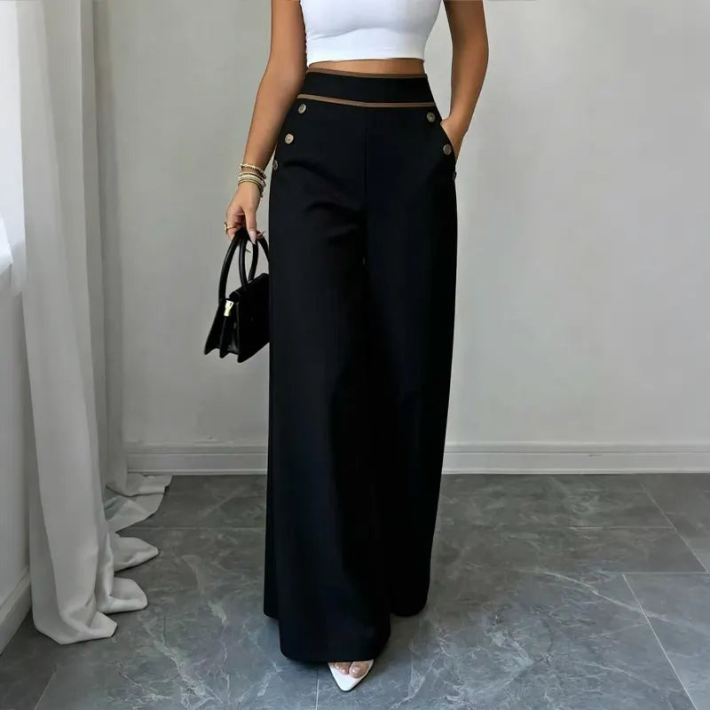 Gesine | Pantalon Marlene taille haute avec passepoils contrastés