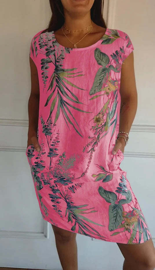 Robe d'été pour femmes avec poches et imprimé vif