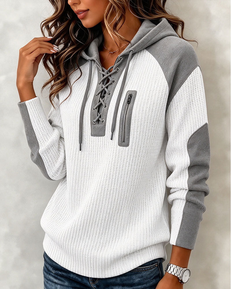 Hoodie à lacets en color block