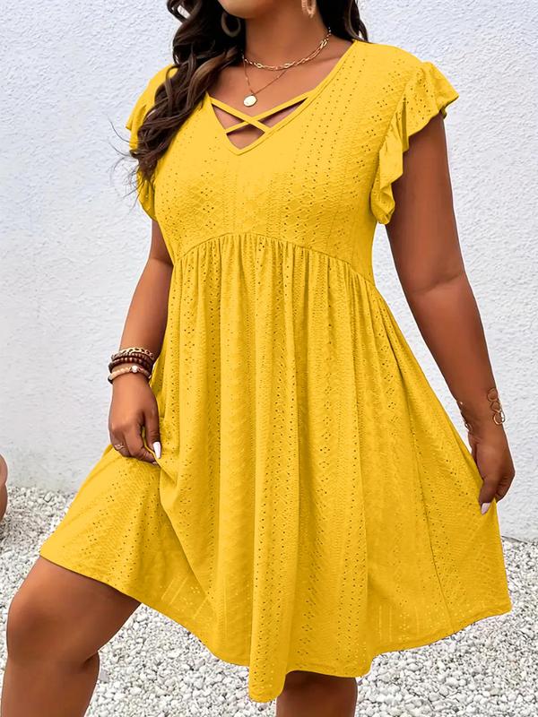 Dunizy | Robe unie avec décolleté en V croisé