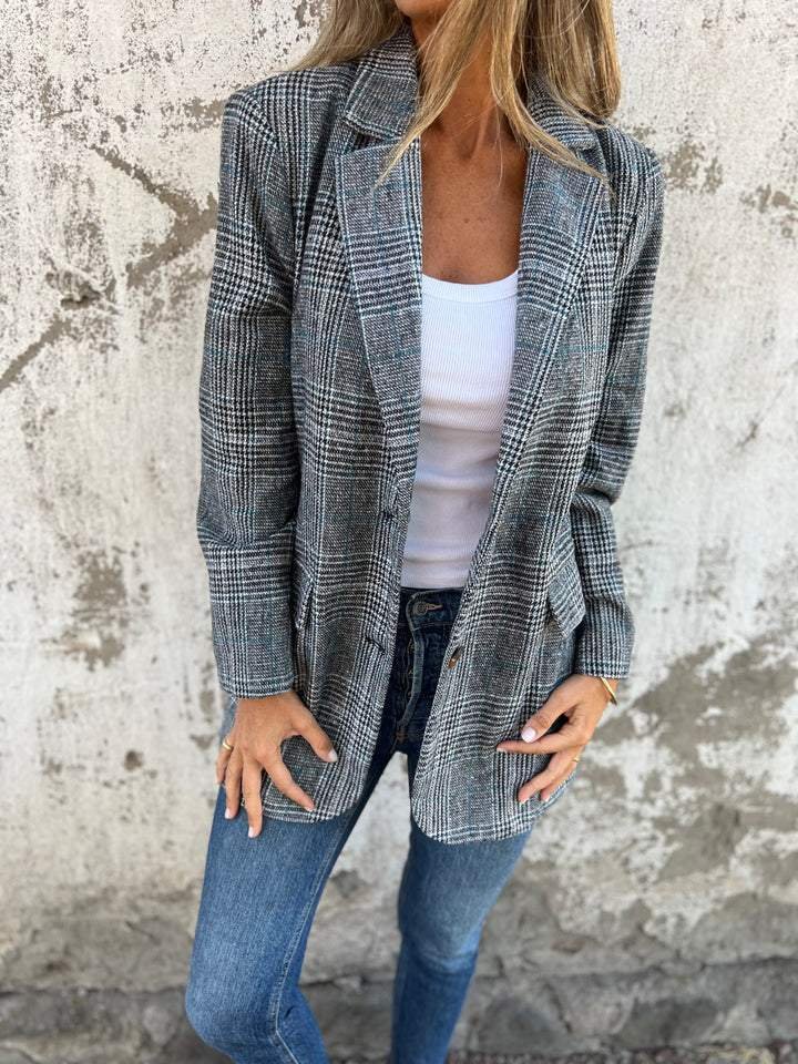 Olivia | Blazer à motif tartan élégant et décontracté