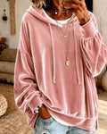 Hoodie à manches longues de couleur unie