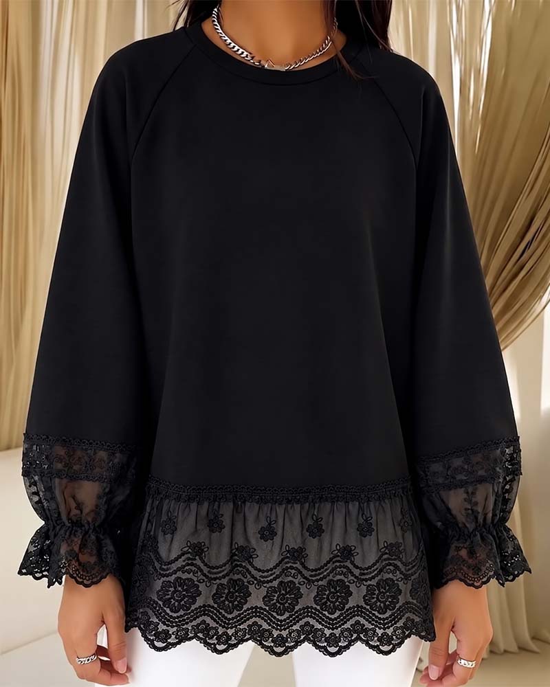 Blouse à manches longues en patchwork