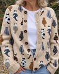 Cardigan Tricot à Imprimé Animal