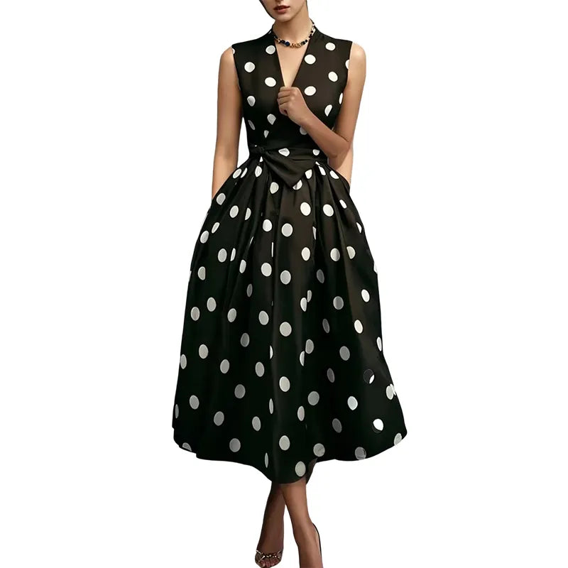 Gloury | Robe midi féminine sans manches avec ceinture à la taille