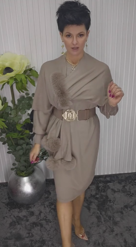 Elsabeth | Robe midi chic avec ceinture décorative