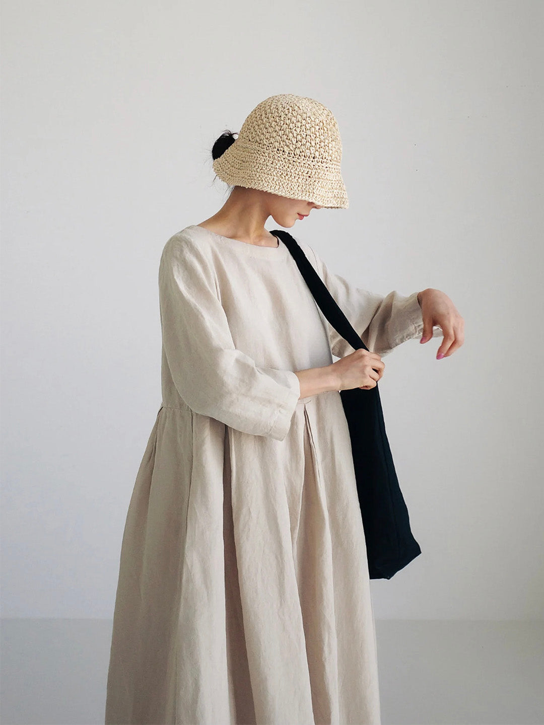 Ella - Robe en lin décontractée avec poches latérales