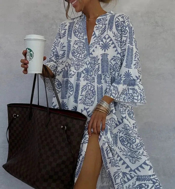 Dahlia | Robe Mini à Manches Longues à Motifs pour Femmes