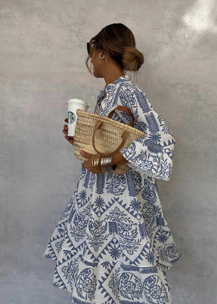 Dahlia | Robe Mini à Manches Longues à Motifs pour Femmes