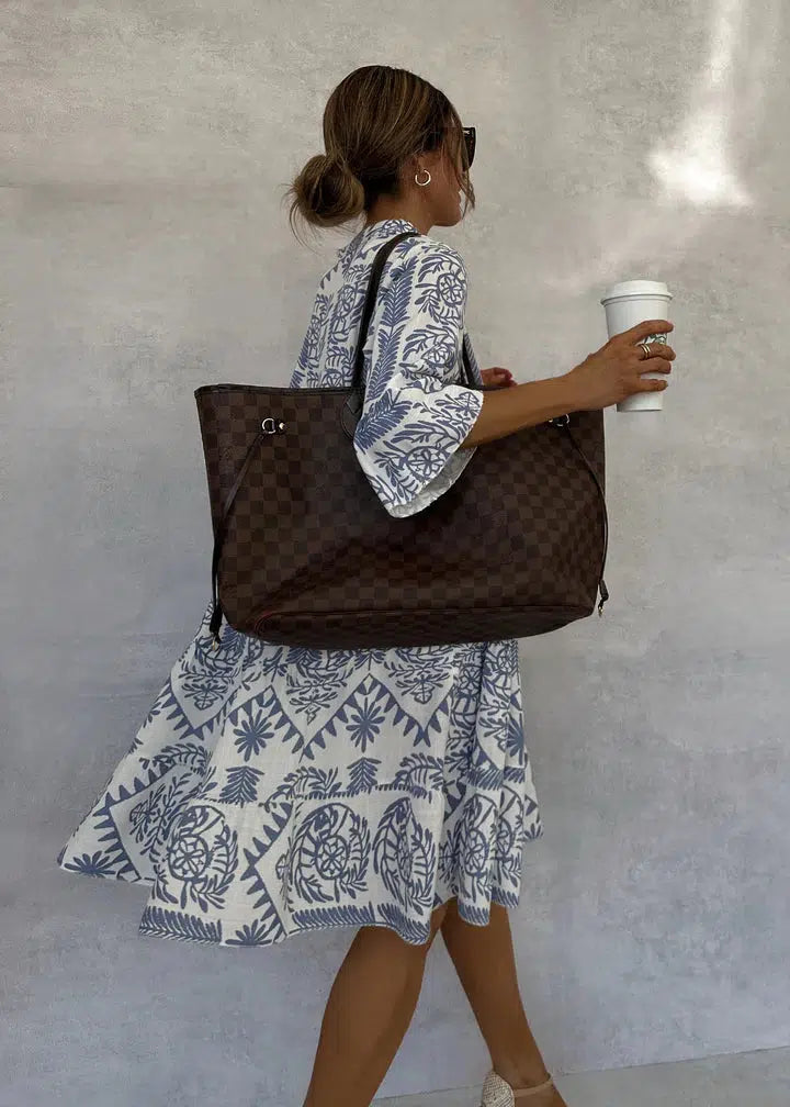 Dahlia | Robe Mini à Manches Longues à Motifs pour Femmes