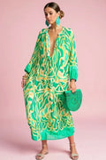 Johanna | Robe maxi kaftan à imprimé abstrait pour femmes avec décolleté en V