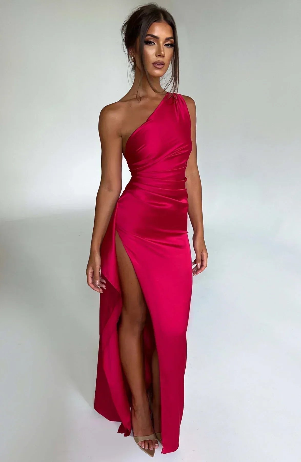 Hannah | Robe de soirée maxi asymétrique à une épaule pour femmes avec fente