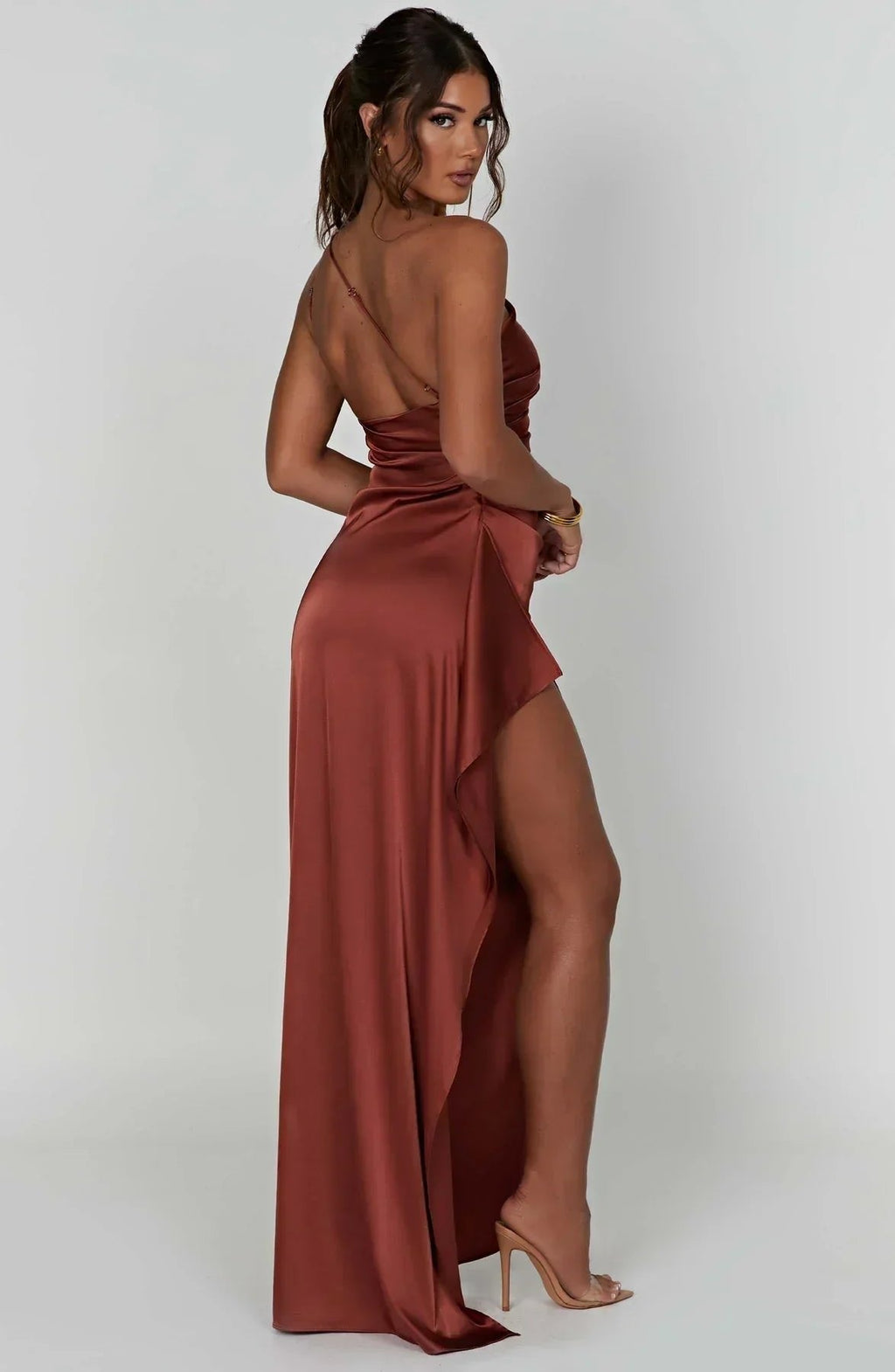 Hannah | Robe de soirée maxi asymétrique à une épaule pour femmes avec fente