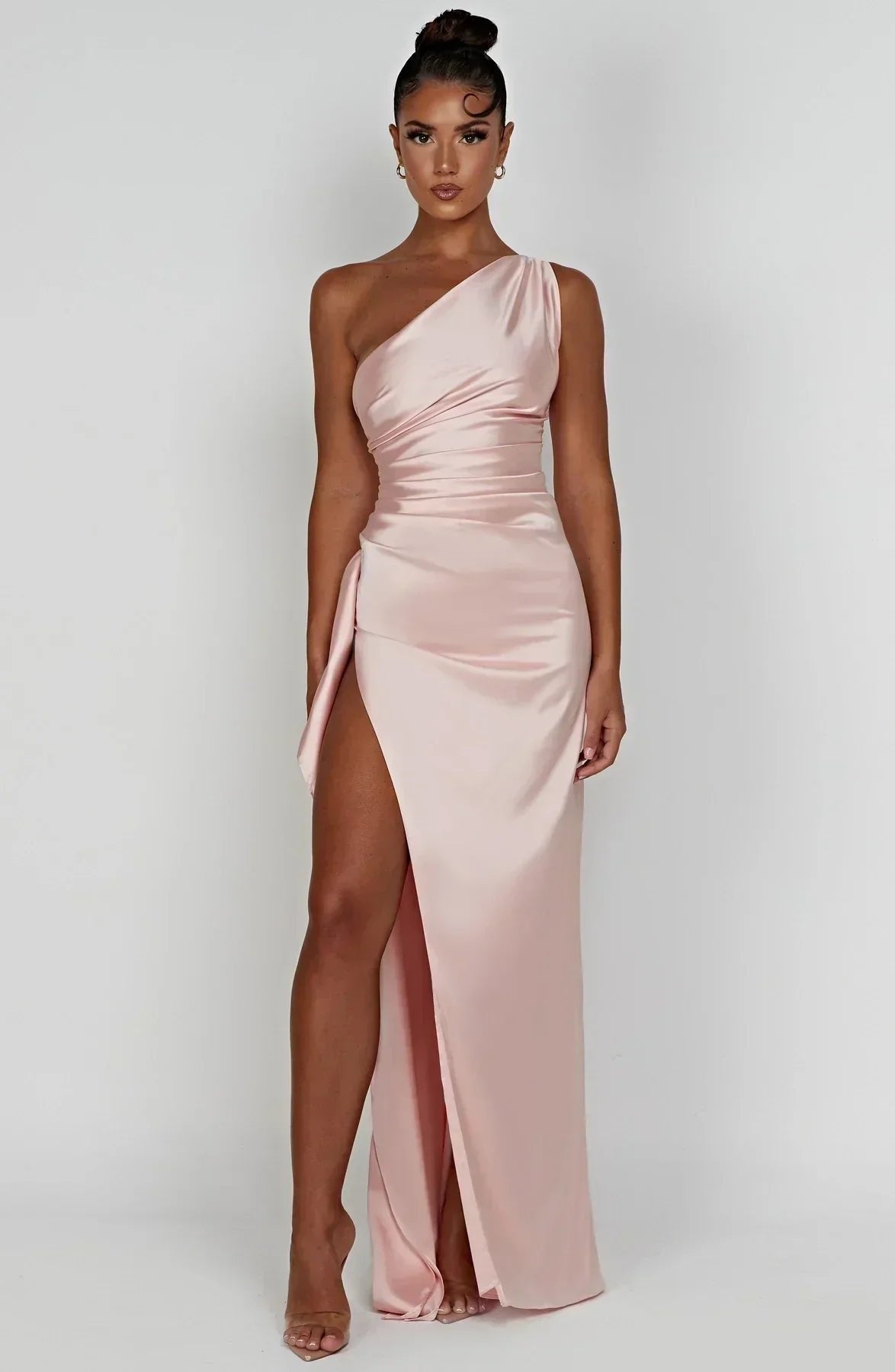 Hannah | Robe de soirée maxi asymétrique à une épaule pour femmes avec fente