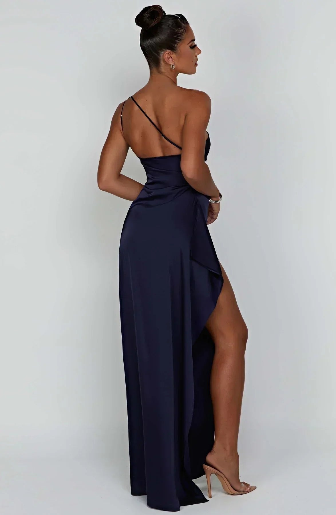 Hannah | Robe de soirée maxi asymétrique à une épaule pour femmes avec fente