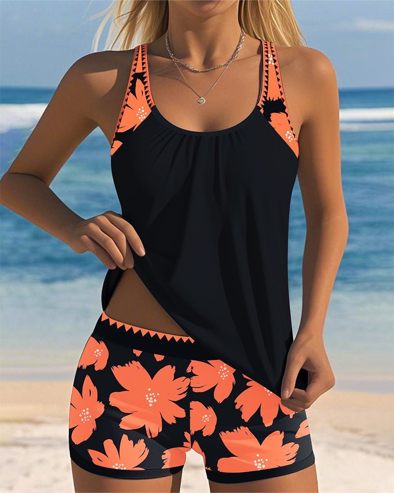 Hannah | Ensemble de Tankini Femme à Taille Minimisée Maillot de Bain à Dos Racer