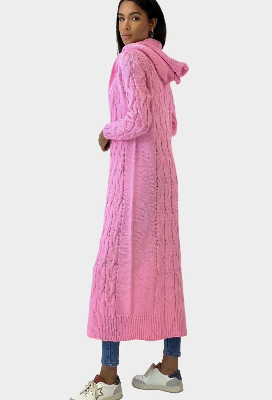 Clara | Veste de transition pour femmes, longue veste en tricot avec capuche en mélange de coton