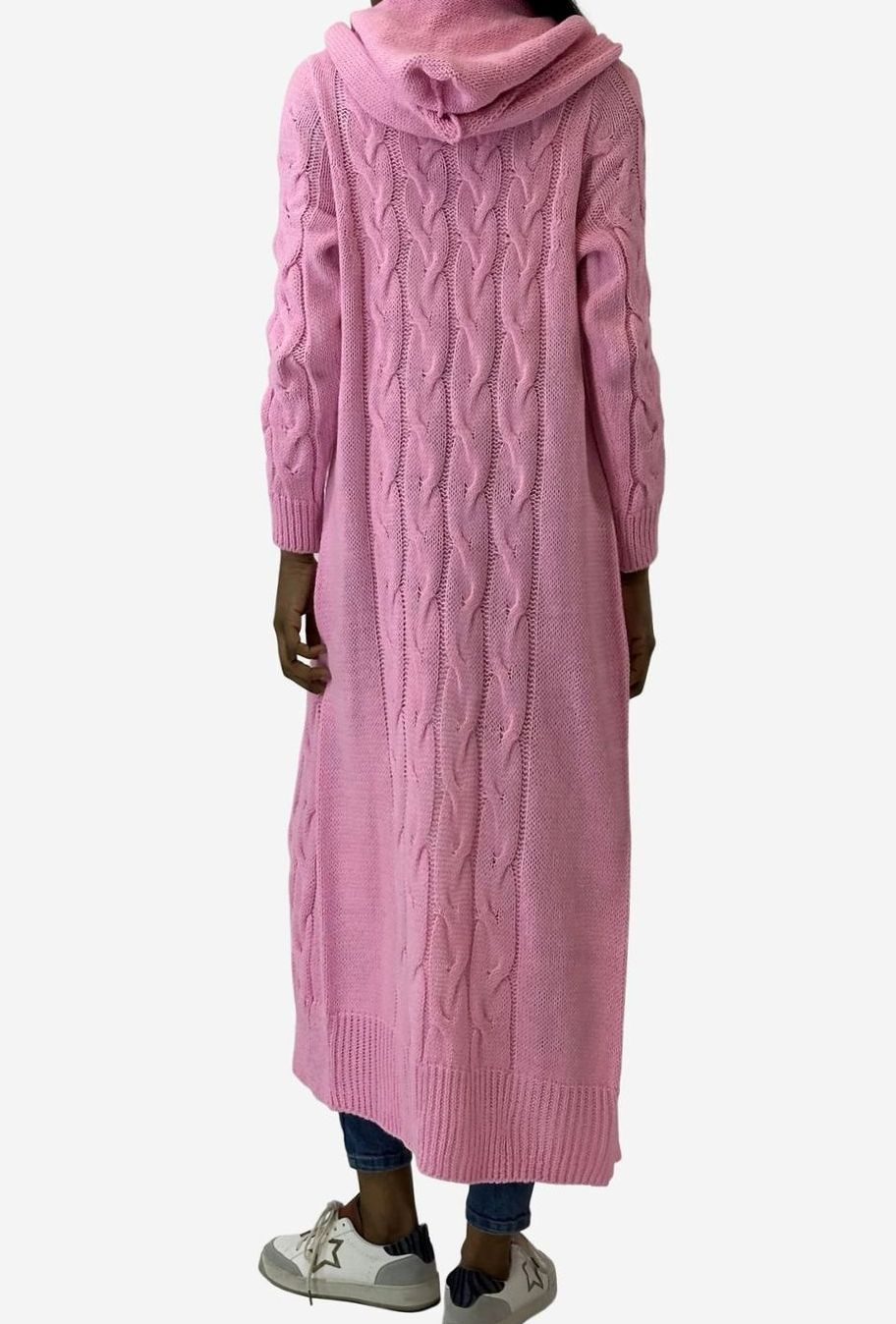 Clara | Veste de transition pour femmes, longue veste en tricot avec capuche en mélange de coton