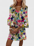 Katharina | Robe Mini à Imprimé Floral avec Décolleté en V et Manches Volantes pour Femmes