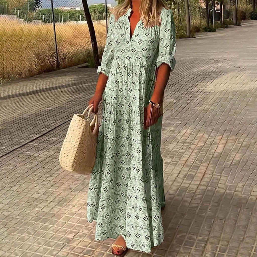 Greta | Robe Maxi Cocktail Boho Femme Décolleté en V Robe d'Été Florale