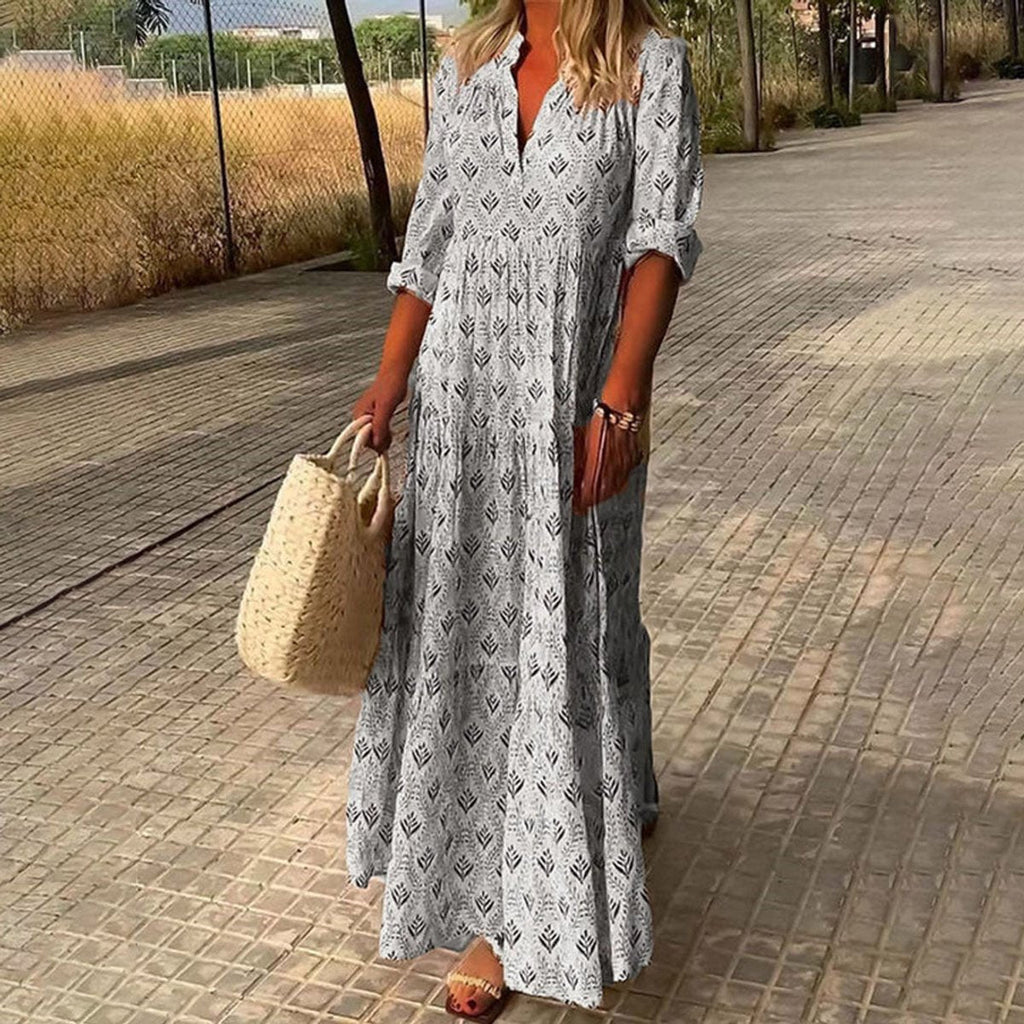 Greta | Robe Maxi Cocktail Boho Femme Décolleté en V Robe d'Été Florale
