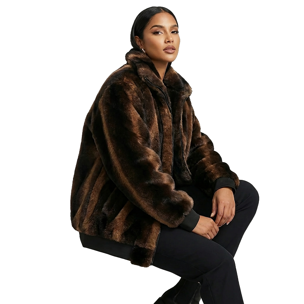 Veste bomber pour femmes en fausse fourrure