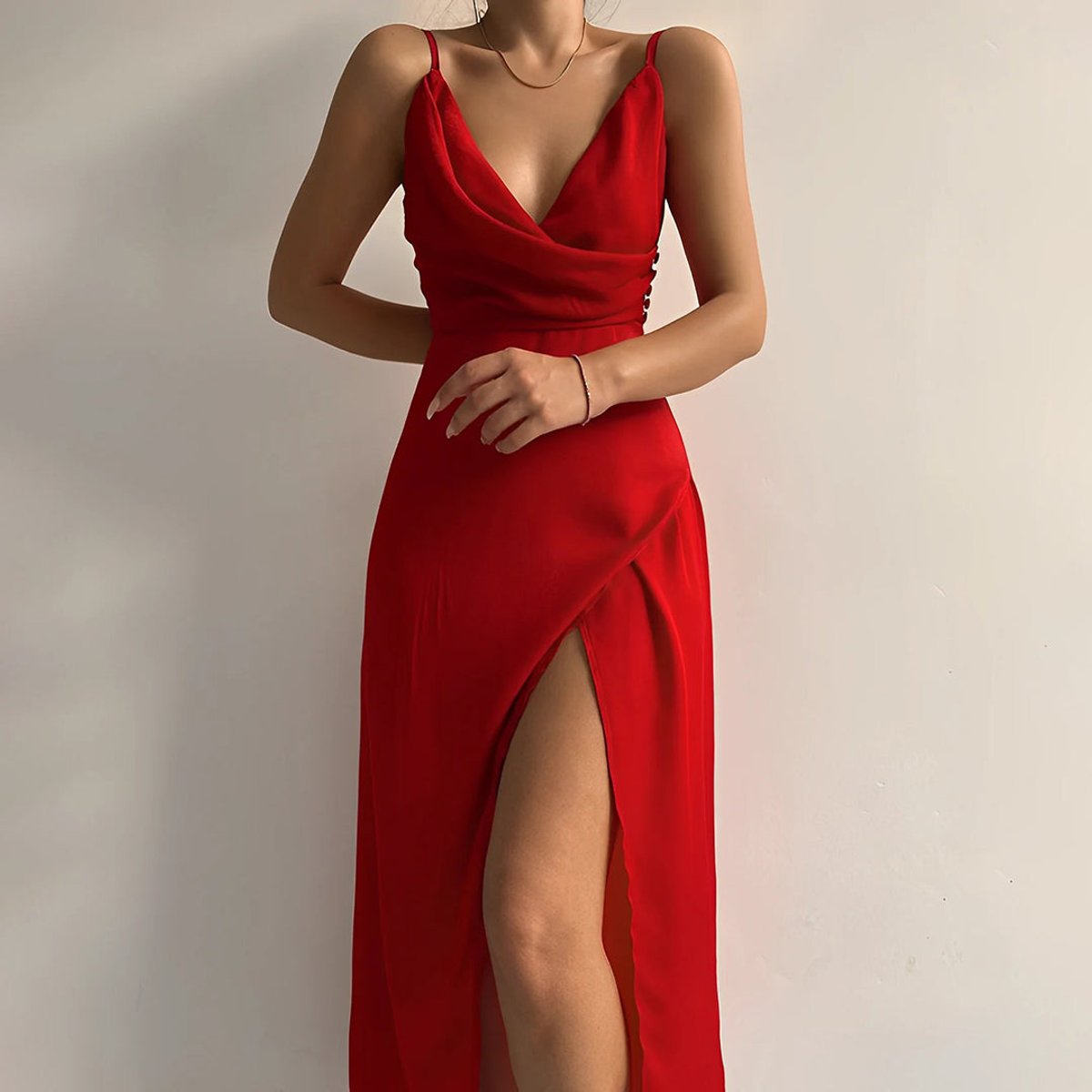 Marlene | Robe de cocktail pour femmes Élégante robe maxi décolleté en V fente