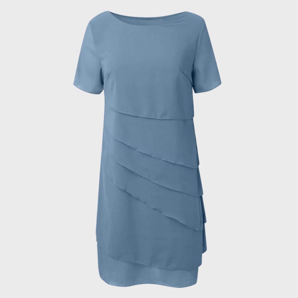 Emilia | Robe de cocktail femme en chiffon superposée à manches courtes