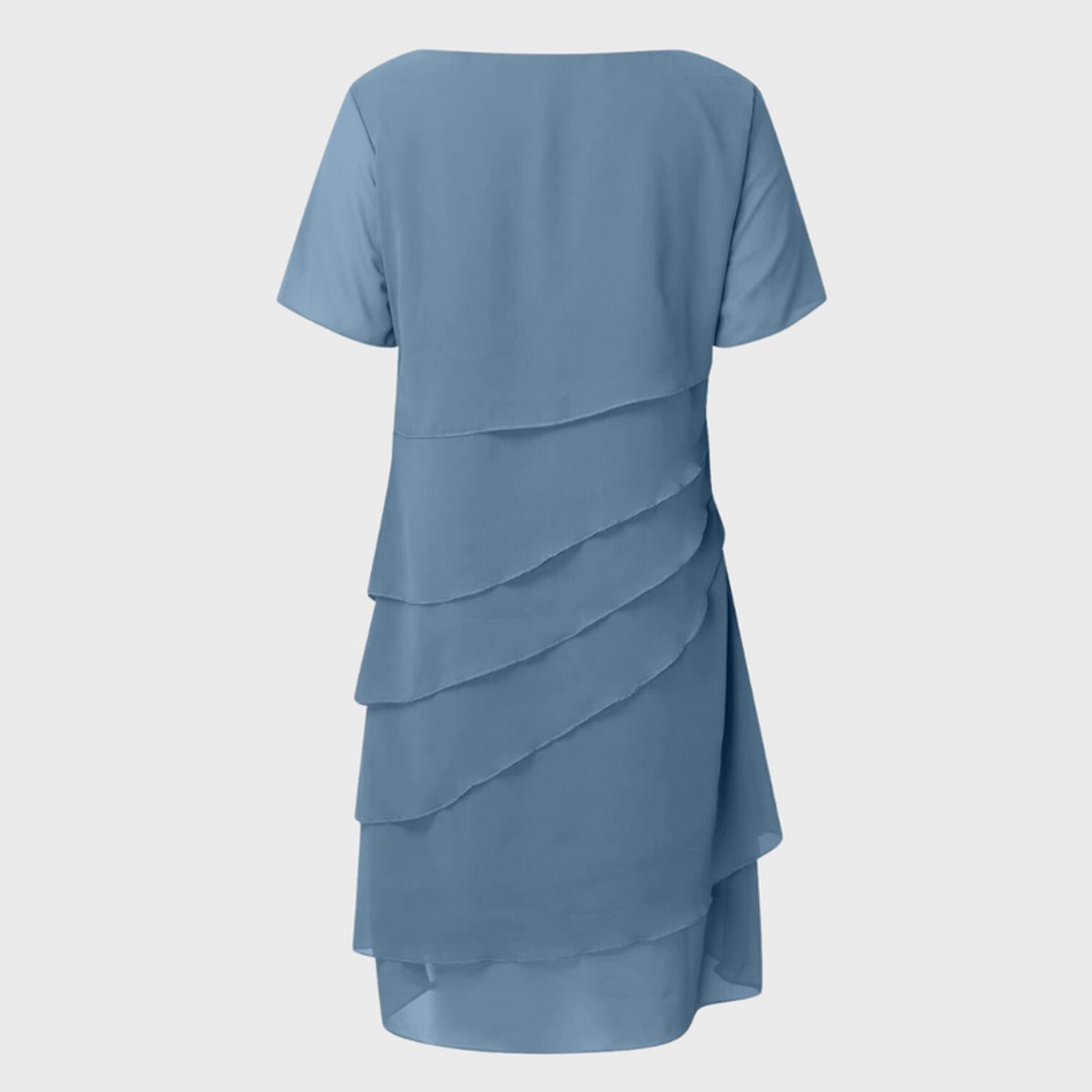 Emilia | Robe de cocktail femme en chiffon superposée à manches courtes