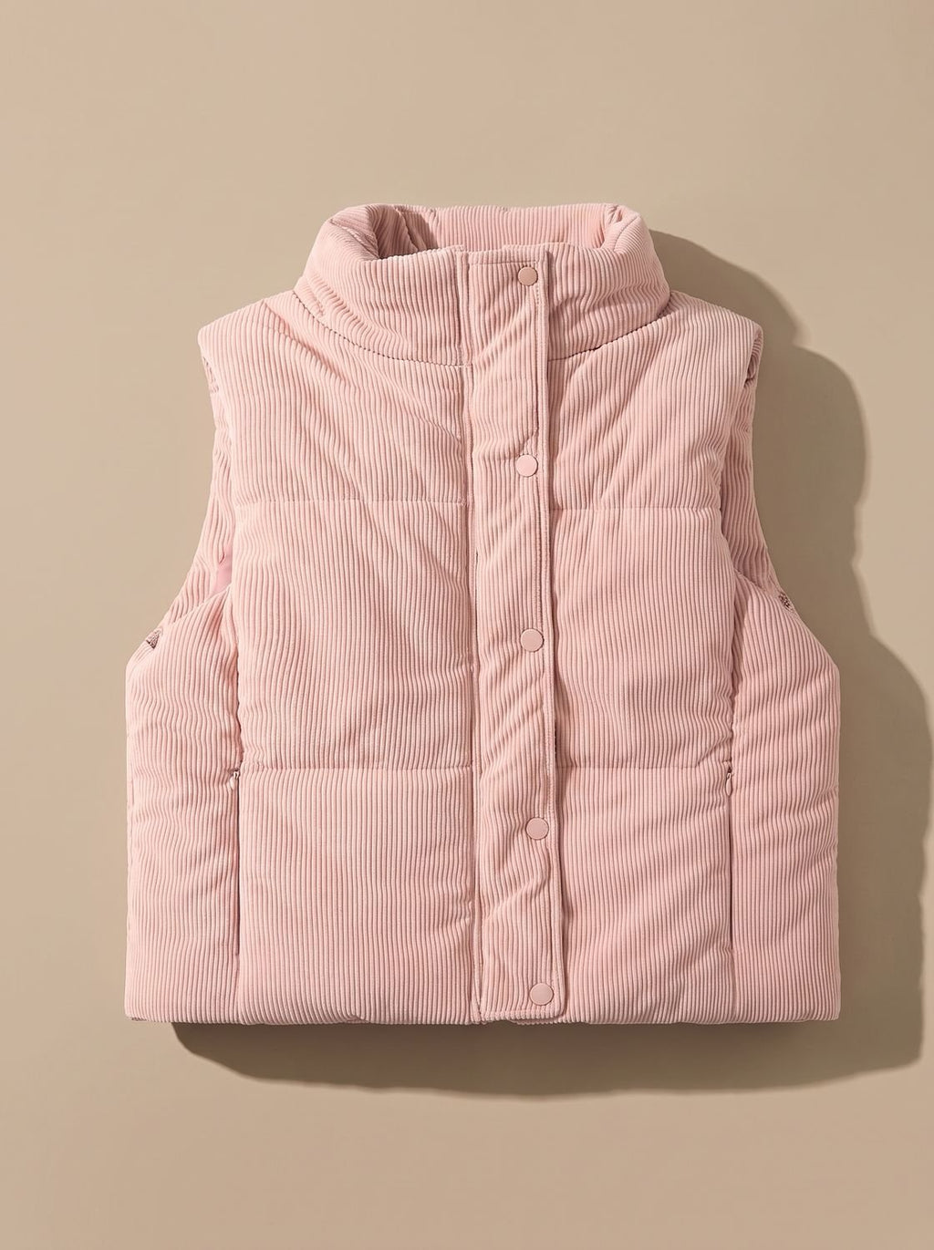 Marie | Gilet matelassé en velours côtelé pour femmes, bodywarmer court avec col montant et boutons-pression