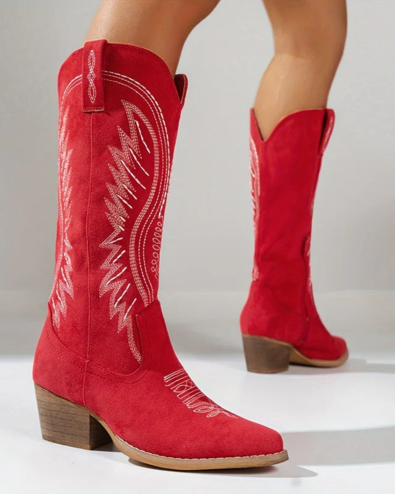 Bottines Cowboy pour Femmes - Talon épais avec bout pointu