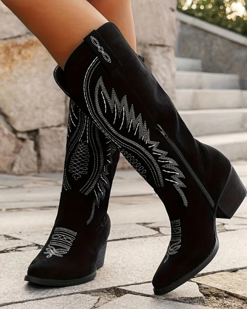 Bottines Cowboy pour Femmes - Talon épais avec bout pointu