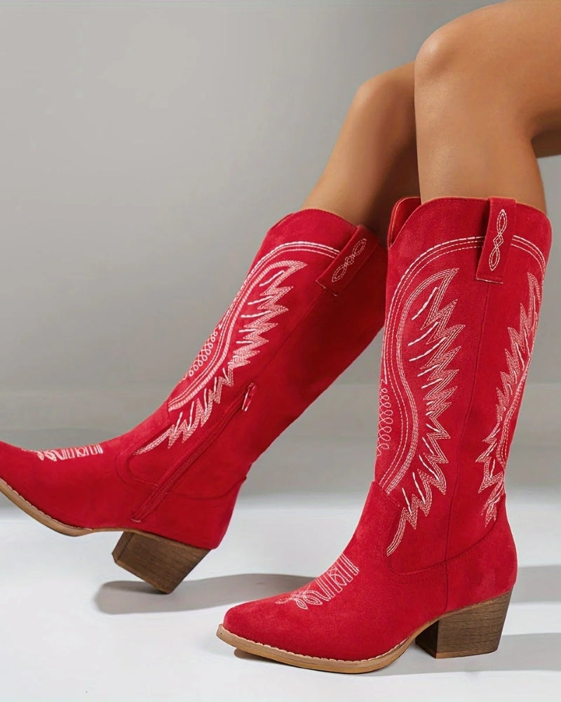 Bottines Cowboy pour Femmes - Talon épais avec bout pointu